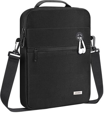 MoKo 9-11 Inch Tablet Bag, 360° Protective Carrying Case Fits New iPad Air/Pro 11 inch 2024, iPad Air 5/4th 10.9, iPad 10/9th Gen 10.9/10.2, with Multi-Pockets, Shoulder Strap & Earphone Port, Black