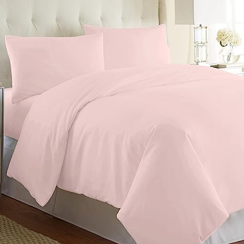 Pizuna 800 Fadenzahl aus Baumwolle Bettwäsche Helles Rosa, 100% Langstaple Baumwolle Bettbezug und Kissenbezug, 100% Baumwolle Mako Satin 2-Teilig Bettwäscheset 140x200 + 70x90 Helles Rosa