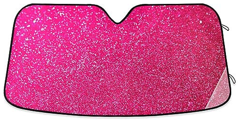 Parasol con purpurina rosa intenso para parabrisas de coche, reflector UV, ventana delantera, protección solar contra el calor