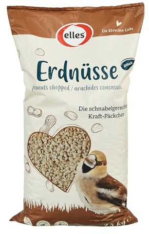 Elles gehackte Erdnüsse für Wildvögel 3 x 2,5kg I Schnabelgerechte Energie-Booster I 100% natürlich I Schalenfrei & aromatisch I Optimales Ganzjahresfutter für Wildvögel