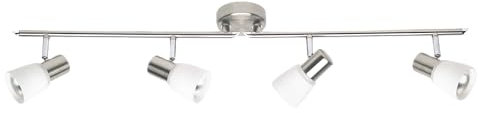 Lightbox drehbares Spotrohr im Lauhaus Stil - 15 x 81 x 17 cm - Deckenstrahler mit weißen Glas Schirmen - schwenkbar - 4 x E14, max. 40 W - aus Metall/Glas - in Eisen/Chrom