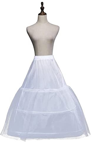 Wooauto Damen Hochzeitskleid Unterröcke Lang Reifrock Unterrock 3-Hoops Weiß Petticoat Crinoline Petticoat Fuer Abendkleider Ballkleider Promkleider Langer Unterrock für Hochzeit Brautkleid Ballkleid