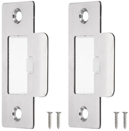 sourcing map Door Strike Plate, 2Pcs 70mm x 39.5mm 201 Stainless Steel Latch Deadbolt Strike Plate for Door Frame Door Jamb, Silver
