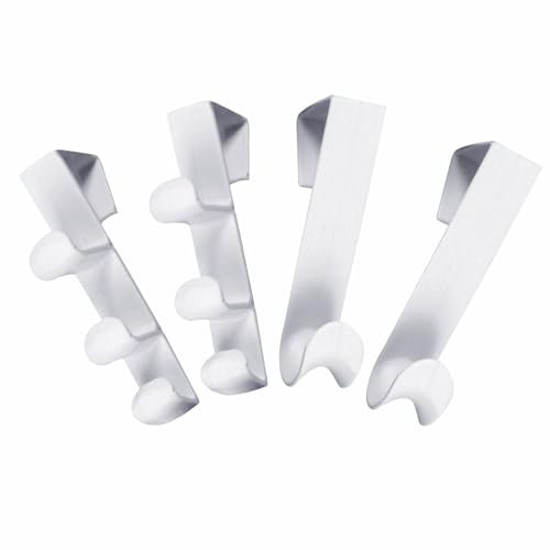Over Door Hanger Hooks Coat Hanging Hook Hangers For Bathroom Bedrooms Overdoor White Plastic Peg Clothes Holder Pegs Vertical Ironing Aid Rack No Nails Screws And Adhesive Needed Space Saving (4 Pk)