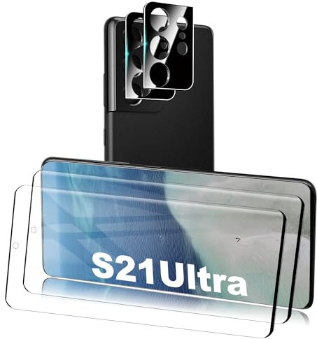 ZINFANDEL Galaxy S21 Ultra Panzer Schutz Glas, [2 Stück] Screen Protector, Kamera Schutzfolie, Fingerabdrucksensor Kompatible, 9H Härte Panzerfolie Schutzfolie für Samsung Galaxy S21 Ultra