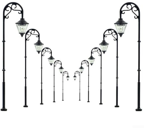 HEIBTENY 10 Stück Modelleisenbahn Lichter Metall Landschaft 1:87 H0 Maßstab Licht Layout Lampen & Beleuchtung Für Modelleisenbahnen Gaslaterne Gartenlampen Parklaternen