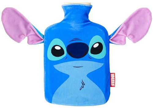 Disney Stitch Wärmflasche mit Bezug Wärmflasche Süß für Hände & Füße, Wärmeflasche bei Regelschmerzen, Nacken- und Schulterschmerzen (Stitch_1800 ML)