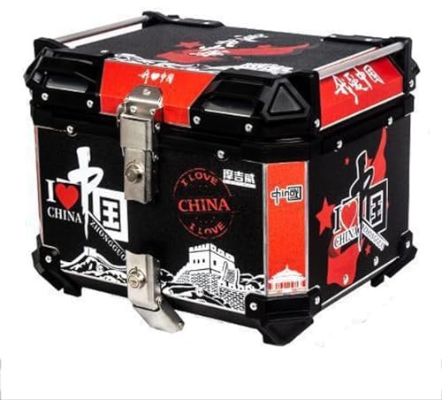 SAGZLKD 45L/55L Aluminium-Motorradkoffer, Helmkoffer, Universeller Motorradkoffer, Wasserdichter Kleiner Topcase Für Roller, Motorräder, Mopeds H,55L
