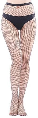 Shengxi Medias Rejilla Mujer Medias de Red Negras de Cintura Alta Medias de Rejilla Pantimedias Sexy Medias de Malla Elástico Medias de Red de Pesca Talla única (Malla mediana, Negra)