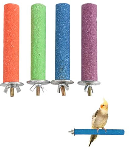 QEDBOJE 4 Unidades Perca de Pájaro, Perchas de Loro, Juguete para Aves, Jaulas de Pájaro, Palos de Soporte de Madera, Molienda de Patas, Colorido