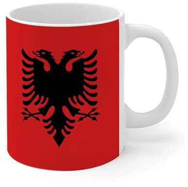 Lustige Tasse Albanien, Kaffeetassen, Tassen, Nationalflagge, nautisches Geschenk, inspirierende Keramiktassen, Geschenk für Vater, Ihn, Bestie Girl, 325 ml, Weiß