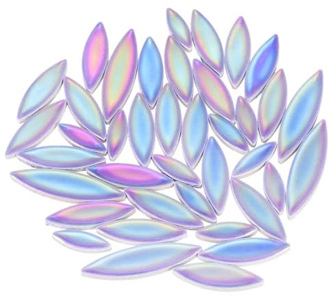 sourcing map Ceramic Mosaic Tile, About 200g Teardrop Leaf Tile Mosaic Block for Handicrafts Artwork, Blue/Purple/Green