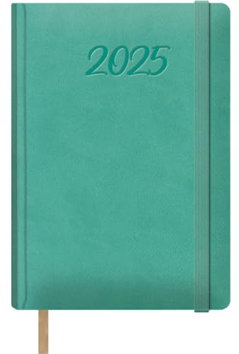 Dohe - Kalender 2025, Tag pro Seite, A5 (15 x 21 cm), 12 Monate Januar bis Dezember, Hardcover aus Kunstleder, Planer auf Spanisch, Büromaterial - Minzgrün