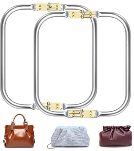 Hyunlai 2 Pezzi Manico Borsa Uncinetto Cornice a U 22×9.5cm, Chiusura Bacio Telaio in Alluminio per Borse Fai da Te