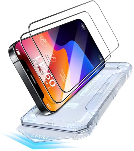 PuyaTeya Unbreak Top 9H+ Glass for iPhone 12/12 Pro Screen Protector 12FT Military Armor Shatterproof + Longest Durable, 1:1 Full-Coverage Tempered Glass, Auto-Align Fit Bubble-free, 2-Pack