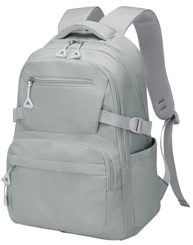 SUIKIHUM Girls Backpack, Lightweight Aesthetic Bookbag with Anti-Theft Pocket, Fit 15.6 Inch Laptop Backpack for College and Daily Use (Gray)