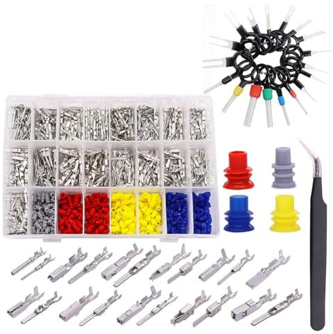 Giyofom 755 Pièces Kit de Connecteur de Broches de Borne de Électrique de Voiture 1/1,5/1,8/2,2/2,8/3,5 mm 21 Broches de Connecteur de Type Terminal Auto
