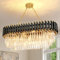 AOOCHOK Schwarzer und Gold Kristall Kronleuchter Pendelleuchte, Oval Modern Kristall Kronleuchter für Wohnzimmer, Esszimmer, Schlafzimmer, Kücheninsel, 80x35cm