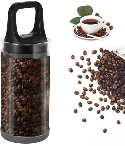 ZONJIE Recipiente de café al vacío, hermético, con tapa de vacío, hermético, recipiente de café, de cristal, 1450 ml, tarros de almacenamiento con tapa para granos de café o café en polvo, té, nueces
