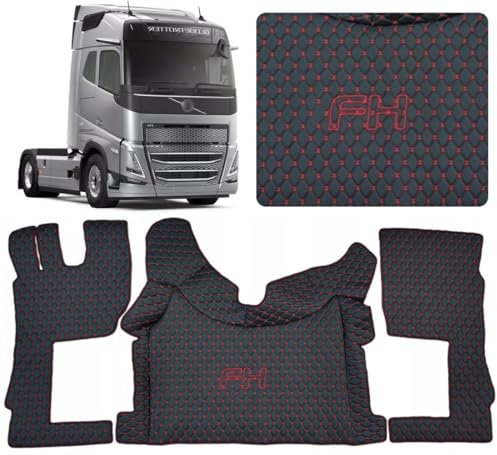 Auto Auto LKW Fahrerkabine Set kompatibel mit VOLVO FH4 FH5 FH Aero (Schwarz, roter Näht)