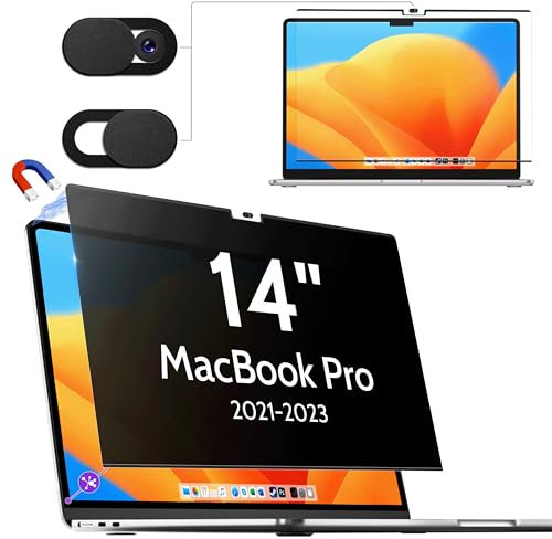 Magnetischer Blickschutzfilter für Apple MacBook Pro 14 Zoll(2021-2023, M1, M2) A2442/A2779, Sichtschutzfilte Abnehmbar Anti Glare Blaulicht Laptop Blickschutzfolie Mac 14.2 Privacy Sichtschutz