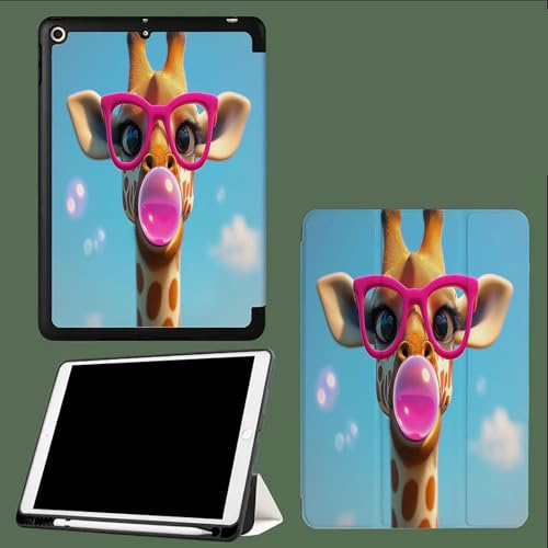 Hülle für iPad Pro 11 Zoll 2022/2021/2020 (4/3/2 Generation), Dünne Dreifach Faltbare Standhülle, Auto Schlafen/Wachen Brille Giraffe Süße Tiere