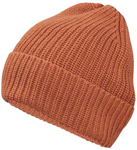 TupTam Beanie Mütze Kinder – Warme Strickmütze aus Bio-Baumwolle für Herbst und Winter, Farbe: Karamellbraun Uni, Hat Size: 53-55