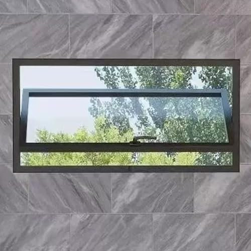 JIAOCKJIAO Schiebefenster für Hausschuppen, Transparente Ersatzfenster aus Gehärtetem Glas mit Griffen, Lüftungsfenster für Zuhause, Fenster Window Kellerfenster für Büro, Küche(Nero,WxH 30x18in/75x45