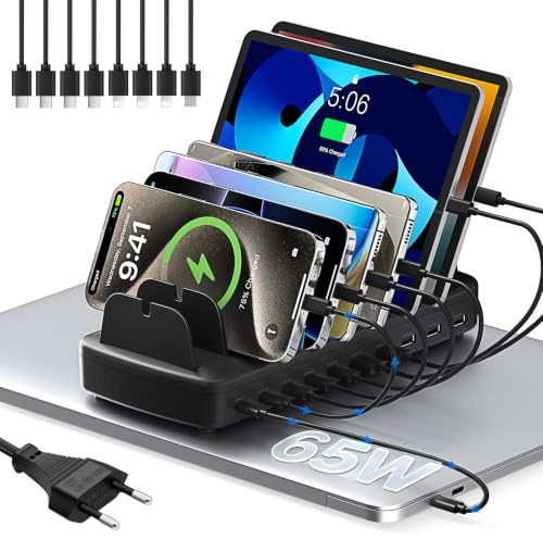 COTOP 265W Ladestation für Mehrere Geräte, 10-Port USB C Charging Station | 65W PD Schnellladegerät, Desktop Ständer Organizer, Heimladestationen Kompatibel mit Laptop, Handy, iPad, Tablet