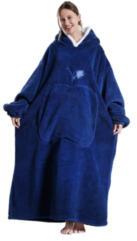Yzehomijia Hoodie Decke, Lange Kapuzendecke für Faule Leute, bequemes Flannell-Krabbelmaterial, Geeignet für Erwachsene Männer und Frauen.