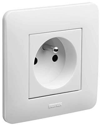 Prise Telephone - Prise murale - Prise encastrable - Prise electrique - Prise saillie DEBFLEX - Gamme Casual Pack complet prise 2P+T 16A - Blanc brillant, 742700