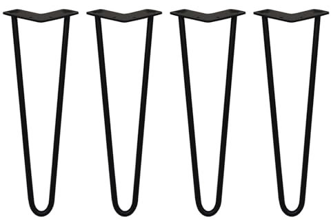 SKISKI Legs 4 x 2 Streben Hairpin-Legs Haarnadelbeine Haar-Nadel-Beine Haarnadel-Beine Tischbeine Stuhlbeine Möbelbeine Haarnadel-Tischbeine Möbelfüße 40.5cm H 12mm D pulverbeschichteter Stahl