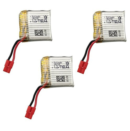 YUNIQUE GREEN-CLEAN-POWER - Set mit 3 Li-Po Batterien 3.7V 380mAh für Drone Syma X21, X21W | Verlängerte Flugzeit, 7.6x2.7x2.5 cm, 29g