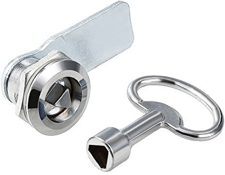 sourcing map Serrure à came avec clé à douille triangulaire, longueur du cylindre de 1,9 cm, s'adapte sur panneau d'épaisseur maximale de 9,5 mm, alliage de zinc chromé, avec clés identiques