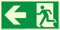 Hochwertiges Notausgangsschild stark langnachleuchtend + selbstklebend – Aluminium Platte EXTRA-N - Pfeil LINKS - Notausgang Schild grün – DIN 67510 / ISO 7010 (300 x 150 mm)