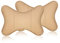 DSstyles 2 Stück PU Leder Nackenkissen für Autositz Kopfstütze Kissen 28x18cm Auto Nackenkissen (Beige)