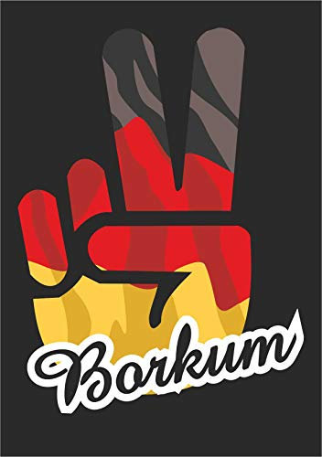 INDIGOS UG - Aufkleber - Autoaufkleber - Sticker - Deutschland - Stadt Borkum - ca. 50x39 cm - Victory - Sieg - Heckscheibe, Kofferraum, Laptop, Fussball, Sport, Schule, Tuning