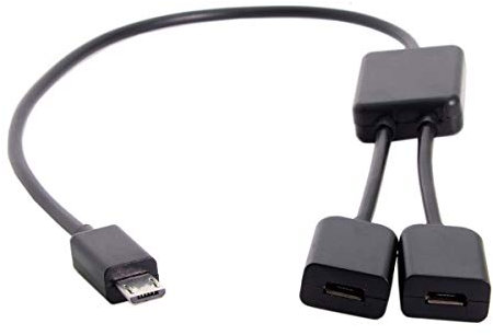 JSER Micro USB 2.0 OTG to Dual Ports Micro USB 2.0 5Pin Female Hub Cable Compatible for Laptop PC & Mouse & Flash Disk