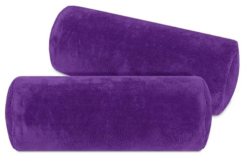 npluseins 2er Pack Kissenhüllen aus Coral-Kuschel-Fleece (2 Stück) 1257.1667, ca. 40 x 15 cm, lila