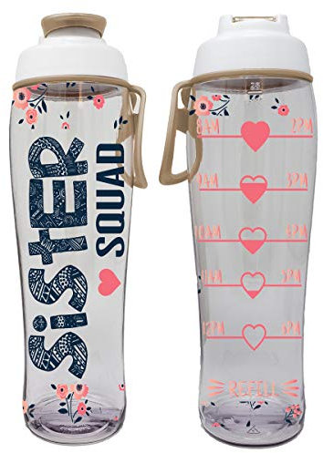 50 Strong Wasserflasche für Schwestern, 850 ml, BPA-frei, mit Klappdeckel Geburtstag, Sorority Friends und Weihnachten, beste Geschenkidee von Bruder, Big oder Little Sis (Schwester Tracker)