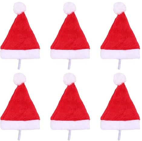 POPETPOP 6 Stück Hund Nikolausmütze Weihnachten Haustier Kostüm Geburtstag Party Weihnachtsmütze Haustier Weihnachten Foto Requisiten für Welpen Kätzchen kleine Katzen Hunde