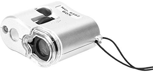 Lupe, 60X Mini Mikroskop Taschenlupe Lupe LED Falschgelddetektor für Schmuck Diamanten Edelsteine Münzen Gravuren