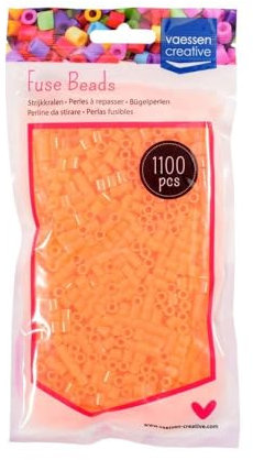 Vaessen Creative 5009-029 Bügelperlen, Neon Orange, 1100 Stück, Steckperlen zum Basteln mit Kindern, DIY Gestalten von Schmuck, Deko, Verzierungen und weiteren Bastelideen,5mm