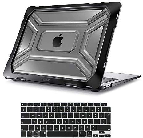 MOSISO Hülle Kompatibel mit MacBook Air 13 Zoll 2022 2021 2020 A2337 M1 A2179,Schwerlast Plastik Hartschale Kunststoff mit TPU Stoßstange&Tastaturschutz Nur Kompatibel mit Mac Air 13,Schwarz