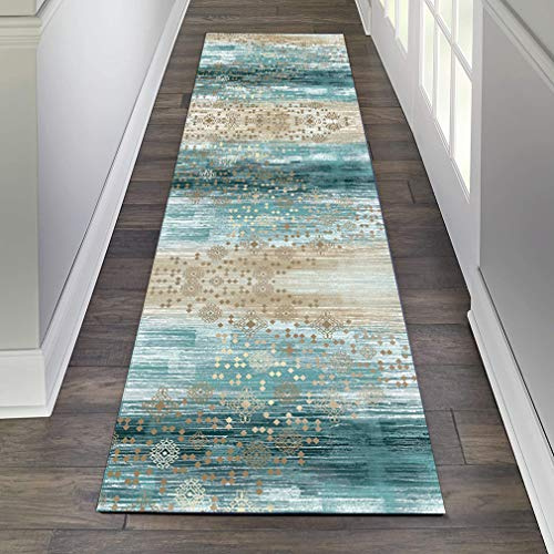 GJIF Läufer Teppich Flur Modern, Korridor Teppich Für Küche Wohnzimmer Schlafzimmer, Rutschfester, Breite 60cm / 80cm/ 90cm/ 100cm/ 120cm(Size:60x150cm)
