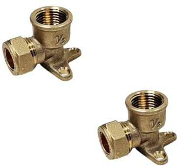 Wärmer System Wallplate Elbow Compression Fitting 15mm x 1/2 Inch, Chrome Plated Brass