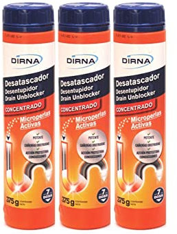 DIRNA Desatascador POTENTE Microperlas Activas Sosa Caustica 375 gr PACK 3 Unidades