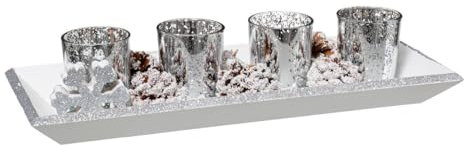 Atmosphera - Photophore bois centre de table plat bois 4 photophore verre