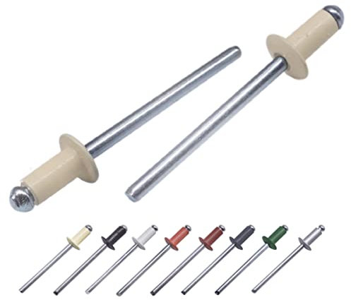 Lot de 100 rivets aveugles peints 4 x 8 mm Tête bombée DIN 7337 Rivet en aluminium et mandrin en acier Rivets pop (100, Ivoire clair RAL 1015)
