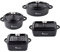 MasterPro Cook & Share | Cacerolas de Cocina | Set de 4 Piezas con Tapa | Fabricadas en Gres Resistente a Las Altas Temperaturas | Cazuelas de Cocina | Compatibles con Todo Tipo de Cocinas y Horno